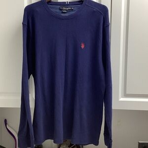U.S. Polo Assn. Navy Long Sleeve Tee with Red Logo